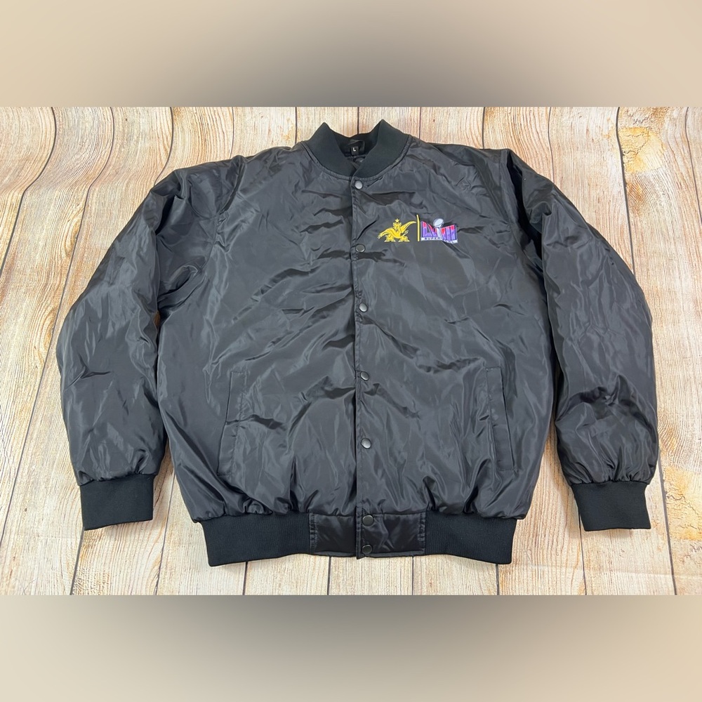 Mens NFL Super Bowl LVIII Budweiser Football Quilted Bomber Jacket Large - Picture 1 of 6